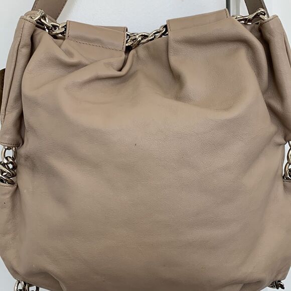 Furla Tan Hobo Bag with Chain Detailing - Neutral Leather Shoulder Bag - Picture 7 of 12